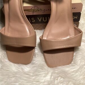Women’s Nude Square-Toe Slide Sandals